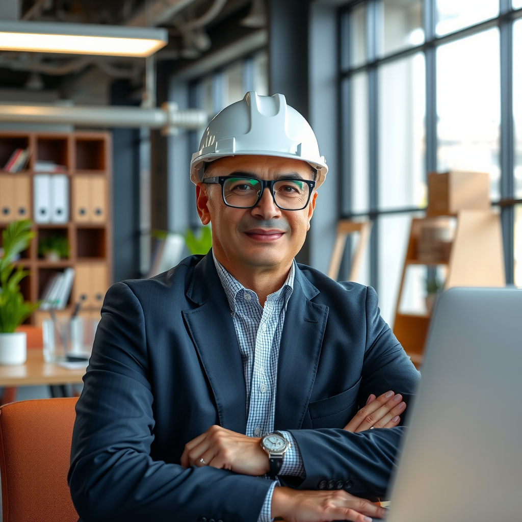 Professionelles Porträt eines Branchenspezialisten in moderner Büroumgebung